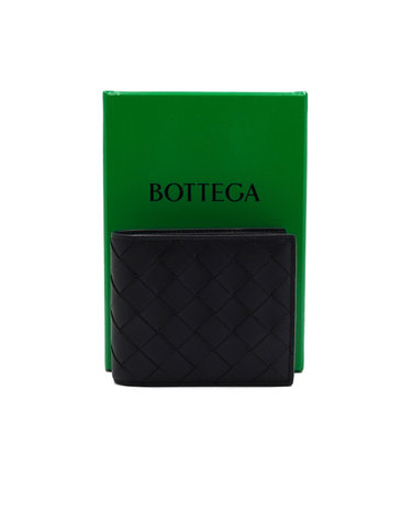 [중고명품] BOTTEGAVENETA(보테가베네타) 743211 블랙 인트레치아토 폴더형 반지갑aa66110