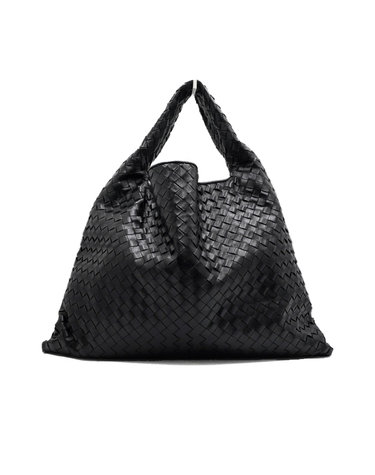 [중고명품] BOTTEGAVENETA(보테가베네타) 763970 블랙 인트레치아토 홉 라지 레더 여성 토트백 겸 숄더백aa67064