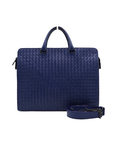 [중고명품] BOTTEGAVENETA(보테가베네타) 465418 네이비 인트레치아토 레더 브리프케이스 서류가방 토트백 겸 숄더백aa67892