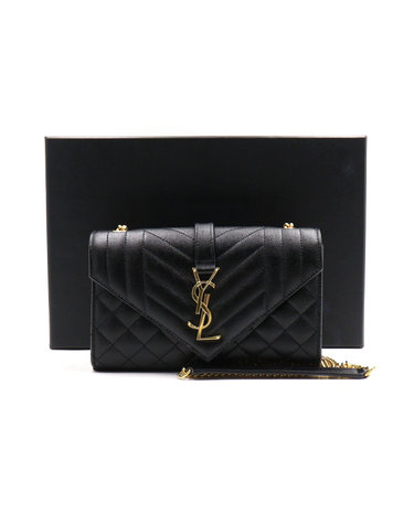 [중고명품] SAINT LAURENT(생로랑) 600195 모노그램 퀄팅 엔벨로프 금장체인 숄더백 겸 크로스백aa63856