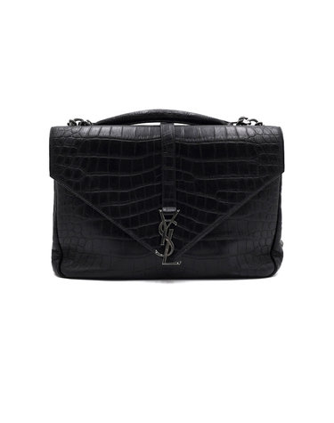 [중고명품] SAINT LAURENT(생로랑) 421866 크로커다일 엠보스 컬리지 라지 토트백 겸 은장체인 숄더백 겸 크로스백aa65036