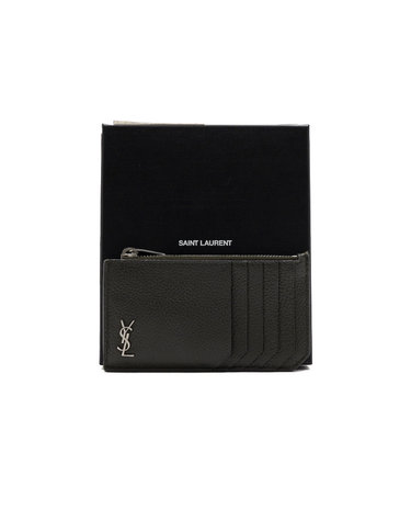 [중고명품] SAINT LAURENT(생로랑) 629899 다크 카키 그레인 레더 카산드라 CASSANDRE FRAGMENTS 지퍼 카드지갑aa67447