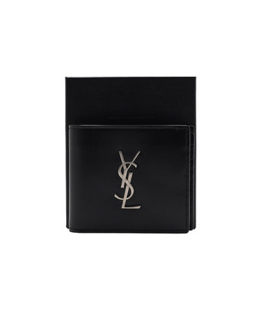 생로랑 [중고명품] SAINT LAURENT(생로랑) 604011 블랙 레더 은장로고 모노그램 클래식 이스트 웨스트 남성 반지갑aa68921