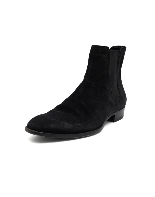 생로랑 [중고명품] [중고명품] SAINT LAURENT(생로랑) 443208 블랙 스웨이드 남성 첼시부츠 구두aa68004 착용컷