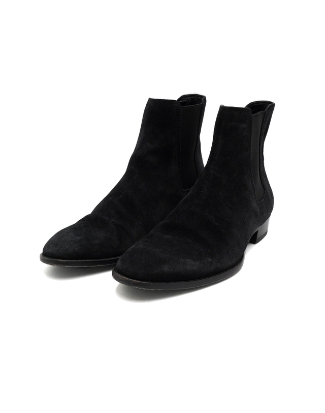 생로랑 [중고명품] [중고명품] SAINT LAURENT(생로랑) 443208 블랙 스웨이드 남성 첼시부츠 구두aa68004 착용컷