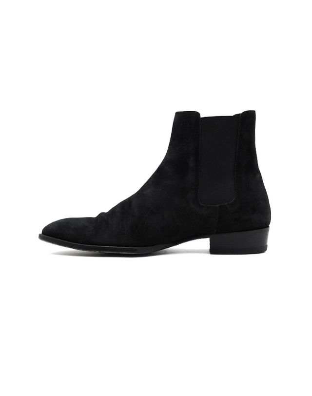 생로랑 [중고명품] [중고명품] SAINT LAURENT(생로랑) 443208 블랙 스웨이드 남성 첼시부츠 구두aa68004 착용컷