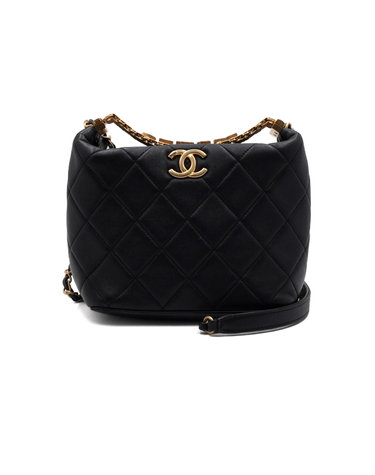 [중고명품] Chanel(샤넬) AS3242 블랙 램스킨 CC 크리스탈 로고 탑핸들 토트백 겸 금장체인 숄더백 크로스백aa64288