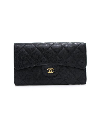 [중고명품] Chanel(샤넬) A31506 블랙 캐비어 금장CC 클래식 플랩 여성 장지갑aa66959