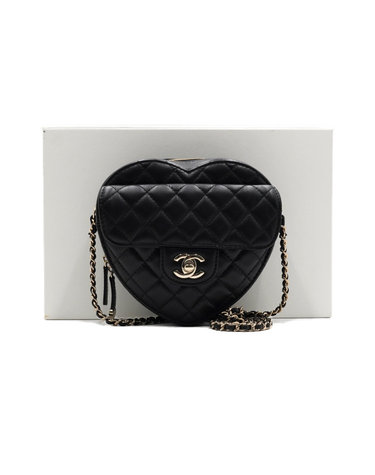 [중고명품] Chanel(샤넬) AS3191 블랙 램스킨 플랩 하트백 라지 금장체인 숄더백 겸 크로스백aa67579