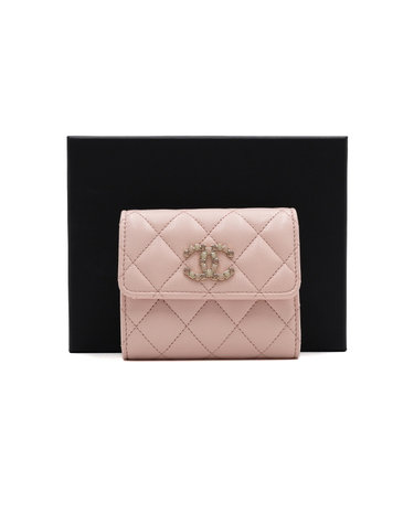 [중고명품] Chanel(샤넬) AP3604 핑크 캐비어 애나멜 CC 플랩 여성 반지갑aa67612
