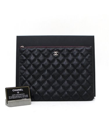 [중고명품] Chanel(샤넬) A82545 블랙 캐비어 은장CC 클래식 뉴미듐 클러치백aa68286