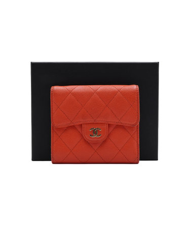 [중고명품] Chanel(샤넬) A82288 레드 캐비어 금장CC 스몰 플랩 여성 반지갑aa68789