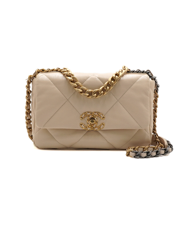 샤넬 [중고명품] [중고명품] Chanel(샤넬) AS1160 샤넬19 베이지 스몰(미듐) 플랩백 토트백 겸 숄더백 크로스백aa65340 착용컷