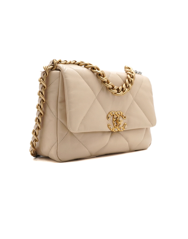 샤넬 [중고명품] [중고명품] Chanel(샤넬) AS1160 샤넬19 베이지 스몰(미듐) 플랩백 토트백 겸 숄더백 크로스백aa65340 착용컷