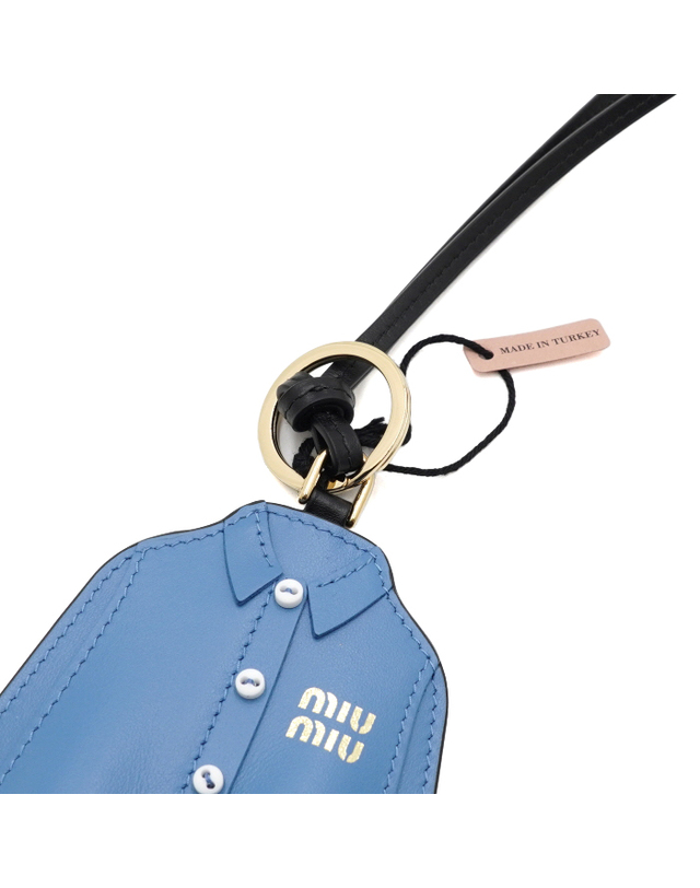 샤넬 [중고명품] [중고명품] MiuMiu(미우미우) 5TL529 페리윙클 블루 가죽 키체인 트릭 키링 겸 백참aa65612 착용컷