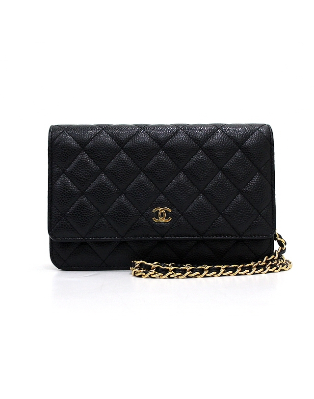 샤넬 [중고명품] [중고명품] Chanel(샤넬) AP0250 블랙 캐비어 WOC(월릿 온 체인) 금장CC 체인 숄더백 겸 크로스백aa66756 착용컷