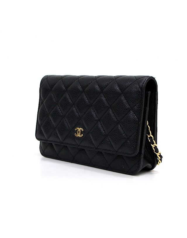 샤넬 [중고명품] [중고명품] Chanel(샤넬) AP0250 블랙 캐비어 WOC(월릿 온 체인) 금장CC 체인 숄더백 겸 크로스백aa66756 착용컷