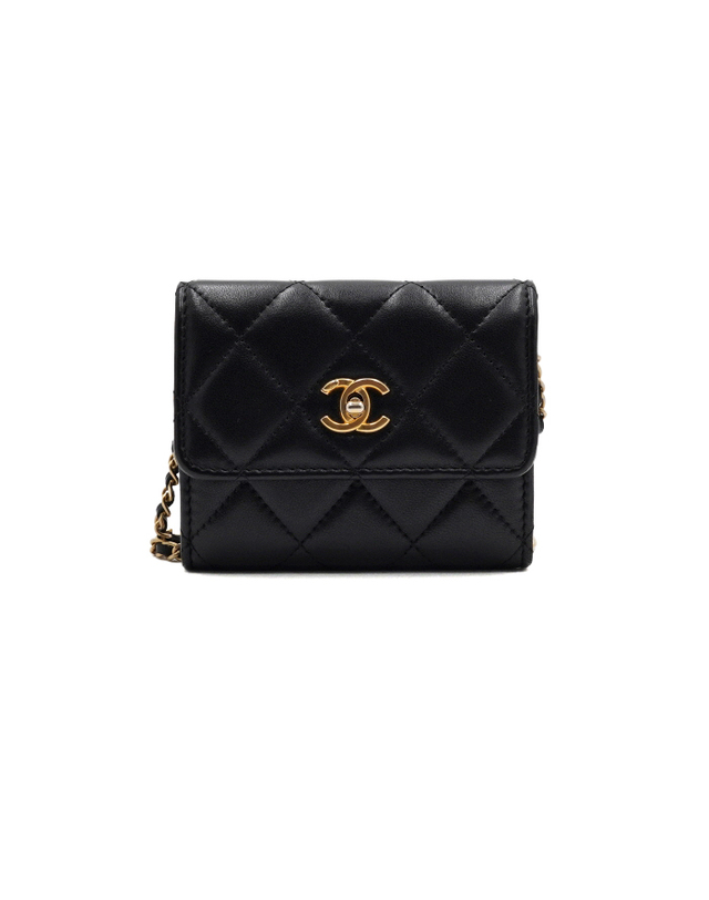 샤넬 [중고명품] [중고명품] Chanel(샤넬) AP2704 블랙 램스킨 골든볼 금장체인 미니 WOC 카드지갑 크로스백aa67001 착용컷