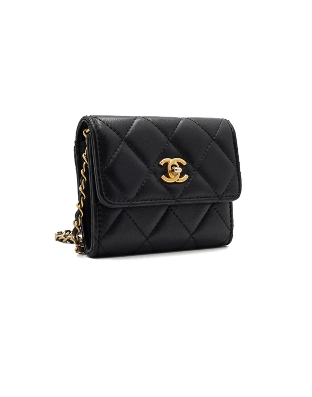 샤넬 [중고명품] [중고명품] Chanel(샤넬) AP2704 블랙 램스킨 골든볼 금장체인 미니 WOC 카드지갑 크로스백aa67001 착용컷