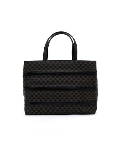 [중고명품] Celine(셀린느) 빈티지 블랙 레더 브라운 카마담 로고 여성 토트백aa64658