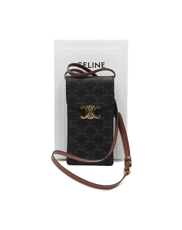 [중고명품] Celine(셀린느) 10J092DQB 트리오페 캔버스 버티컬 폰파우치 크로스백aa65255