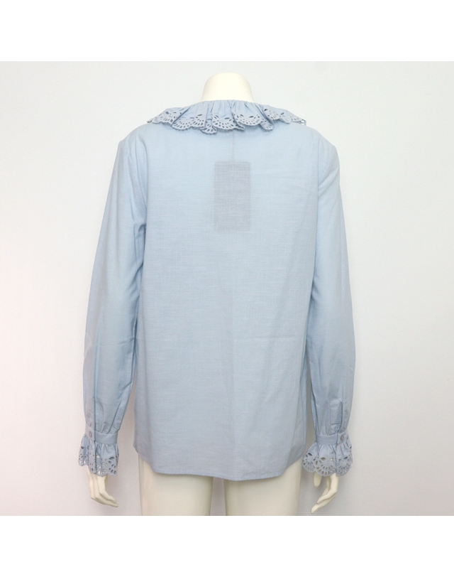 셀린느 [중고명품] [중고명품] Celine(셀린느) 2B556122I 라이트 블루 코튼 여성 셔츠aa62758 착용컷
