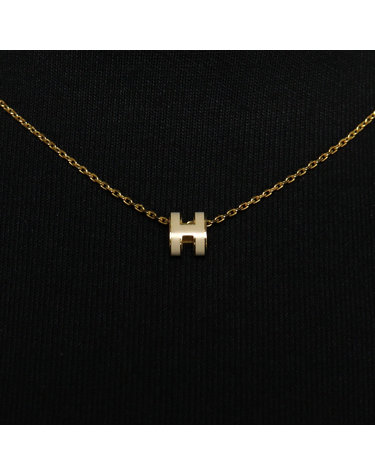 [중고명품] Hermes(에르메스) H147992F 마롱 글라쉐 미니 H 팝 아슈 로고 여성 금장 목걸이aa66174