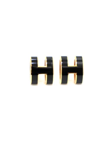 [중고명품] Hermes(에르메스) 블랙 POP H 팝아쉬(팝아슈) 금장 이어링(귀걸이)aa67141