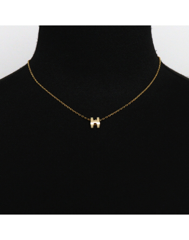 에르메스 [중고명품] [중고명품] Hermes(에르메스) H147992F 마롱 글라쉐 미니 H 팝 아슈 로고 여성 금장 목걸이aa66174 착용컷