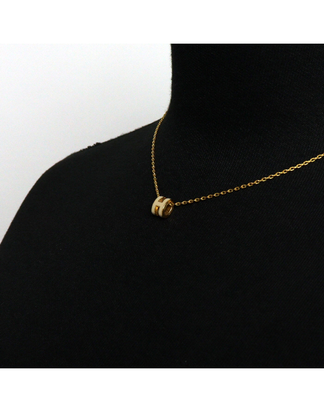 에르메스 [중고명품] [중고명품] Hermes(에르메스) H147992F 마롱 글라쉐 미니 H 팝 아슈 로고 여성 금장 목걸이aa66174 착용컷