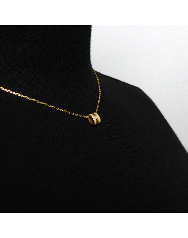 에르메스 [중고명품] [중고명품] Hermes(에르메스) H147992F 마롱 글라쉐 미니 H 팝 아슈 로고 여성 금장 목걸이aa66174 착용컷
