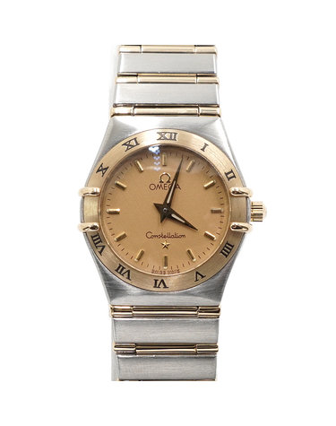 [중고명품] Omega(오메가) 1272.10.00 18K옐로우골드콤비 풀바 컨스텔레이션(컨스틸레이션) 25.5mm 여성 쿼츠 시계aa67241