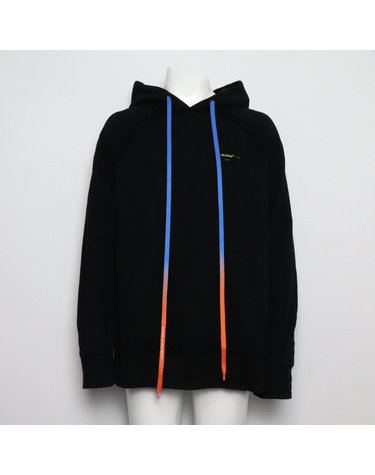 [중고명품] OFF WHITE(오프화이트) OMBB057F 블랙 코튼 아크릴 애로우 백로고 오버핏 남성 후드티셔츠aa65953
