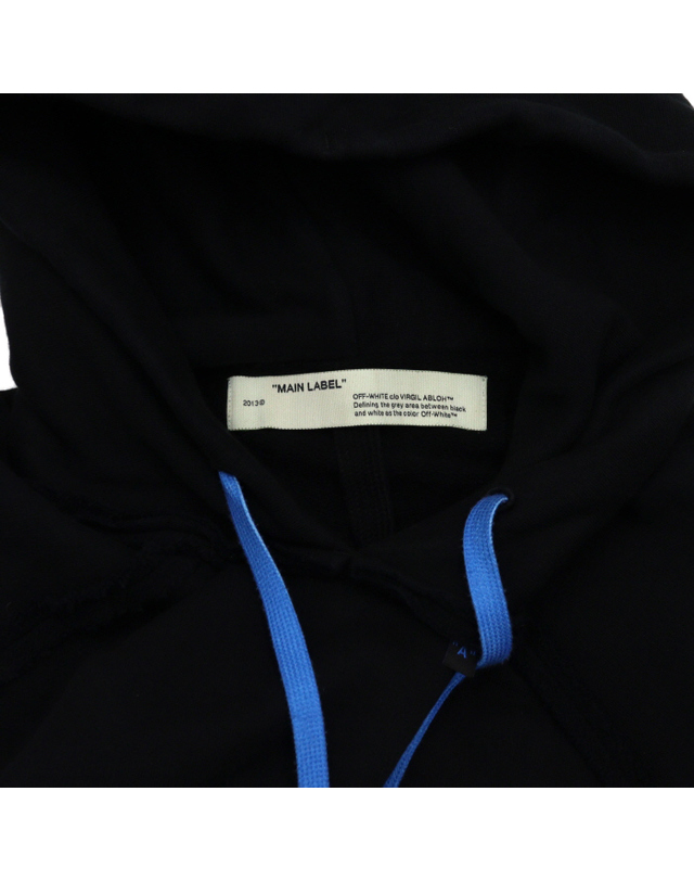 오프화이트 [중고명품] [중고명품] OFF WHITE(오프화이트) OMBB057F 블랙 코튼 아크릴 애로우 백로고 오버핏 남성 후드티셔츠aa65953 착용컷