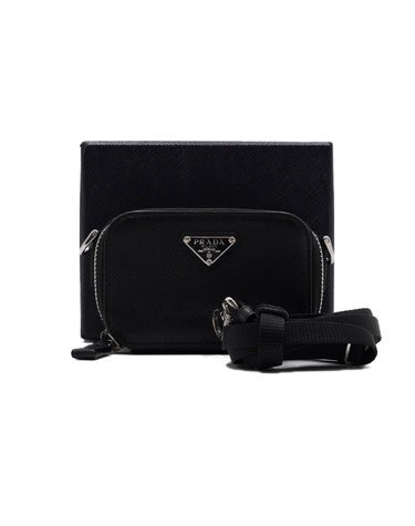 [중고명품] Prada(프라다) 2TT105 사피아노 레더 마이크로 미니 파우치 스트랩 크로스백aa63583