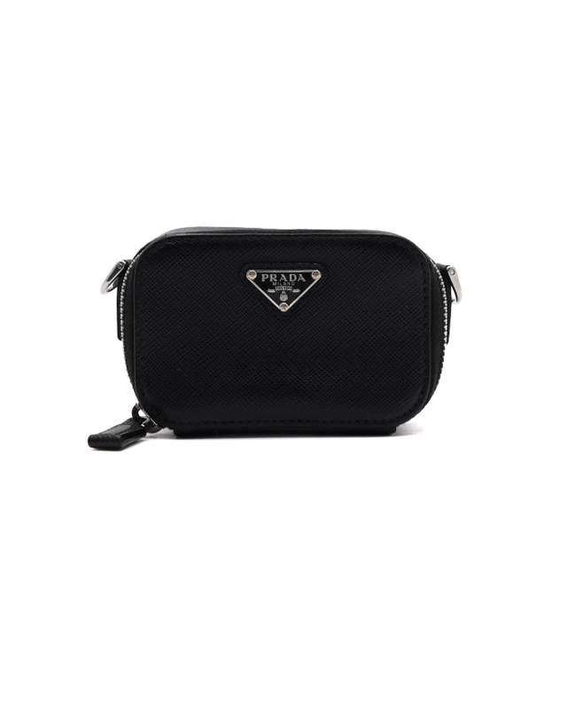 프라다 [중고명품] [중고명품] Prada(프라다) 2TT105 사피아노 레더 마이크로 미니 파우치 스트랩 크로스백aa63583 착용컷
