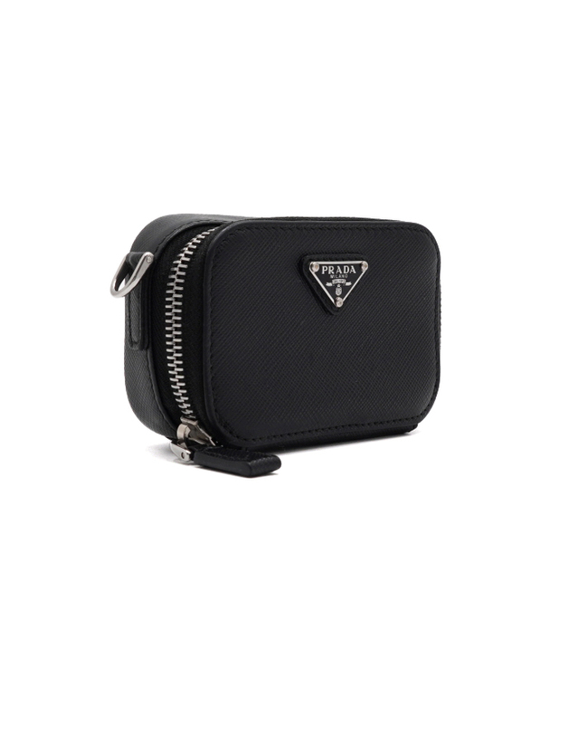 프라다 [중고명품] [중고명품] Prada(프라다) 2TT105 사피아노 레더 마이크로 미니 파우치 스트랩 크로스백aa63583 착용컷