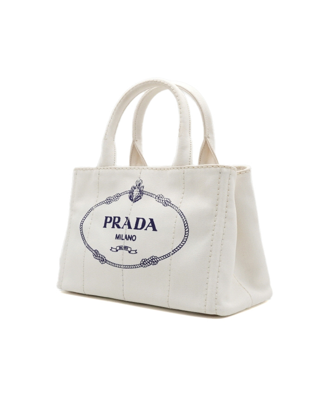 프라다 [중고명품] [중고명품] Prada(프라다) 1BG439 화이트 캔버스 카나파 스몰 토트백 겸 숄더백aa66750 착용컷