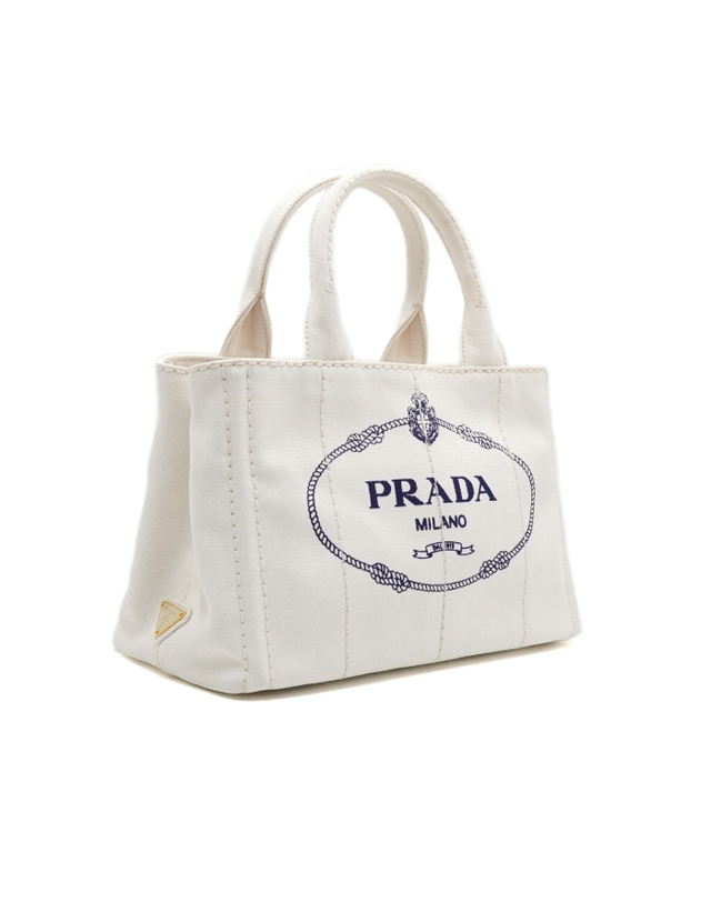 프라다 [중고명품] [중고명품] Prada(프라다) 1BG439 화이트 캔버스 카나파 스몰 토트백 겸 숄더백aa66750 착용컷