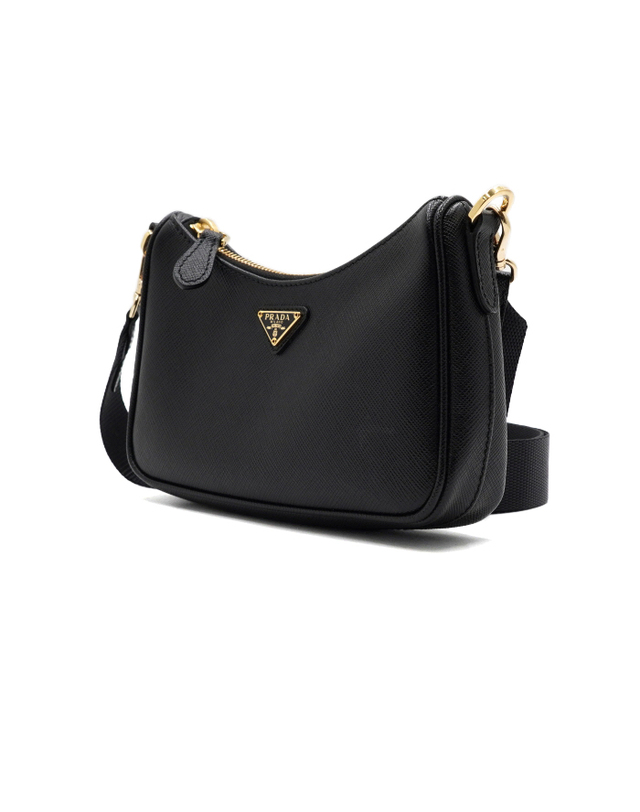 프라다 [중고명품] [중고명품] Prada(프라다) 1BH174 사피아노럭스 미니 호보 금장체인 숄더백 겸 스트랩 크로스백aa68127 착용컷