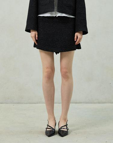 AGLOW TWEED SKIRT PANTS / BLACK
