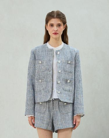 CHERISH TWEED JACKET / SKY BLUE
