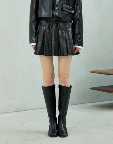아리킴 MOLLY LEATHER PLEATS SKIRT PANTS / BLACK