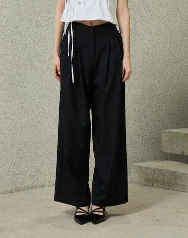 TOMO WIDE SLACKS / BLACK