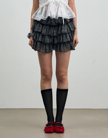 LEOPARD CANCAN MINI SKIRT PANTS / GRAY