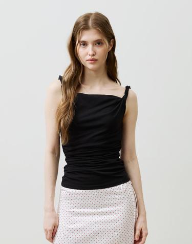 COS TWISTED SHIRRLING TOP / BLACK