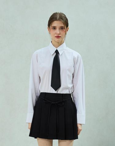 아리킴 UNBALANCE SHIRRING SHIRT / WHITE