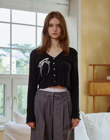 LUCID RIBBON CARDIGAN / BLACK