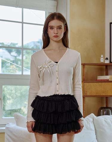 LUCID RIBBON CARDIGAN / IVORY