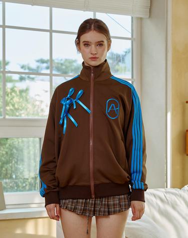ARI PEACH FLEECE JERSEY TRACK TOP / BROWN